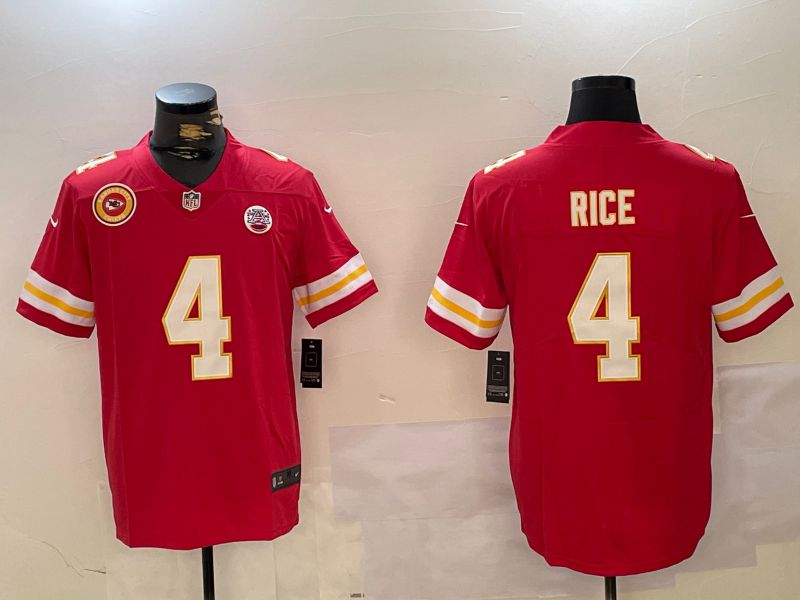 Men Kansas City Chiefs #4 Rice Red 2024 Nike Vapor Limited NFL Jersey style 2->kansas city chiefs->NFL Jersey